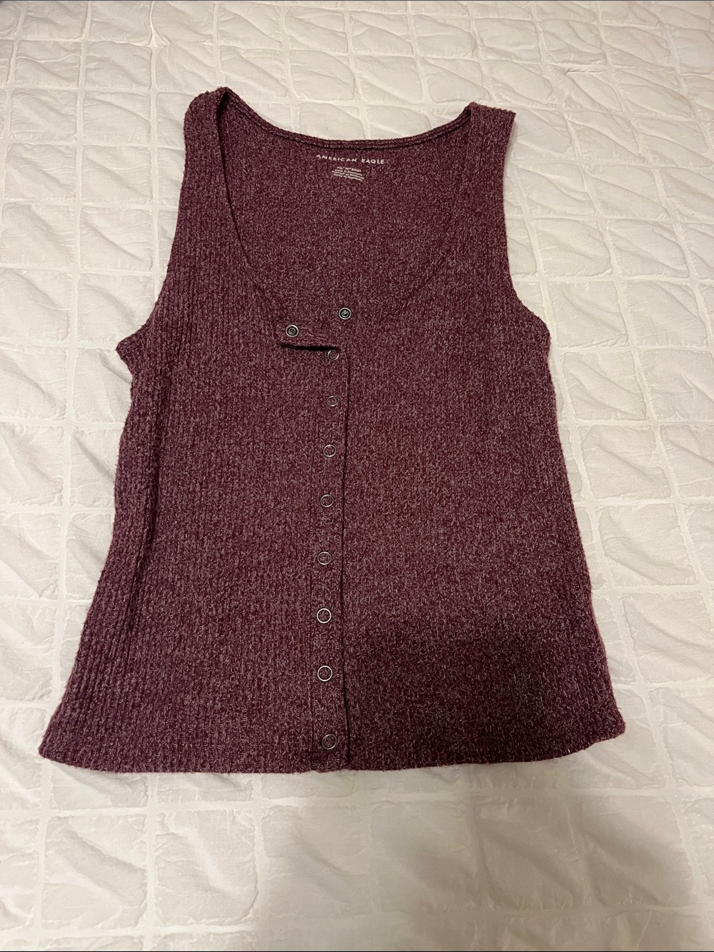 American Eagle Outfitters Heathered Plum Button-Front Tank